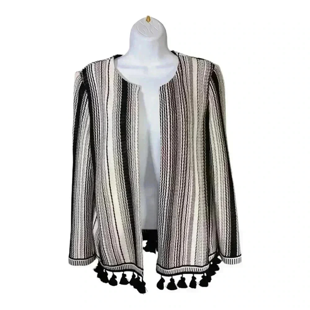 Misook Collection Cardigan Jacket Women's Small - Elegant Knit Fashion Tasseled